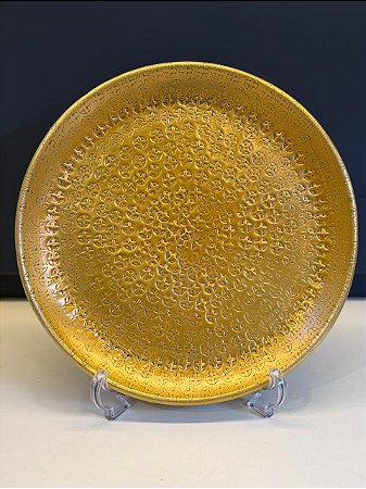 Prato de Parede - Relevo - Metal - Dourado - 30CM