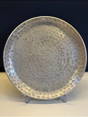 Prato de Parede - Relevo - Metal - Prata - 30CM