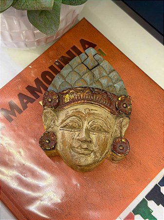 Caixa Segredo - Madeira Entalhada - Azul e Vermelho