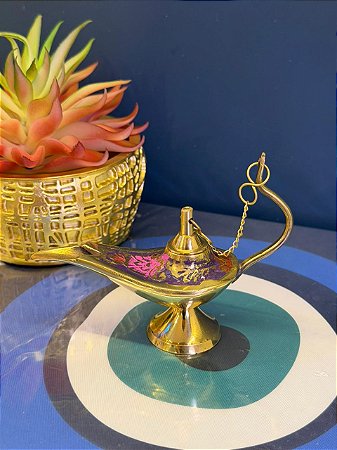 Lâmpada Mágica - Metal - Dourado e Roxa - 10CM