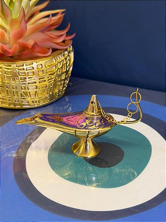 Lâmpada Mágica - Metal - Dourado e Roxa - 8CM