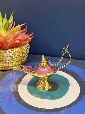 Lâmpada Mágica - Metal - Dourado e Rosa - 10CM