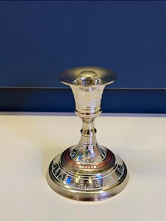 Castiçal - Porta Vela - Metal - Prata - 10CM