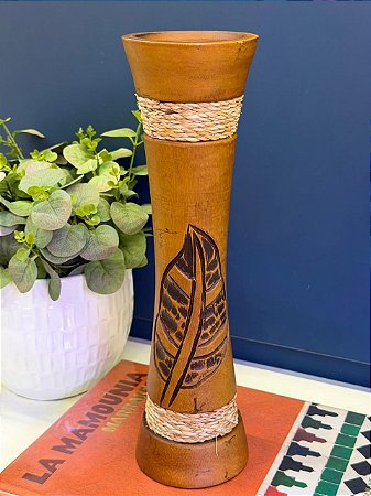 Vaso em Madeira - Marrom - 36CM
