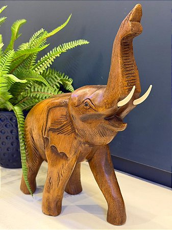 Elefante - Madeira Maciça - 34CM