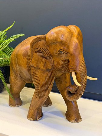 Elefante - Madeira Maciça - 34CM