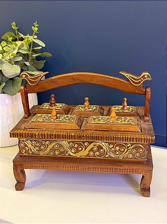 Porta Joias - Caixa Madeira - Marchetaria - 23cm