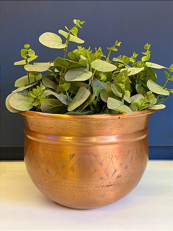 Cachepot em Alumínio - Relevo - Cobre - 25CM