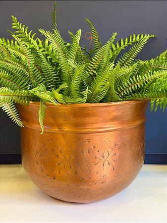 Cachepot em Alumínio - Relevo - Cobre - 36CM