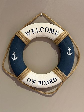 Escultura Boia - Decorativo - Sisal - Branco e Azul