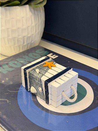 Caixa - Porta Joias - Madeira - Branco e Azul