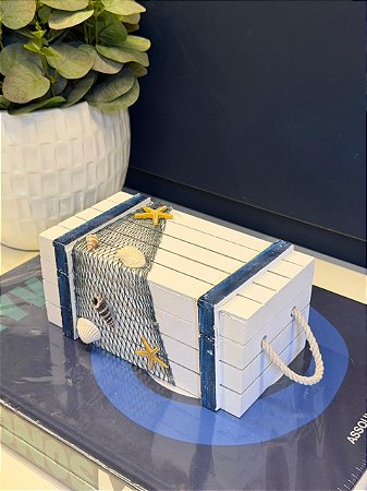 Caixa - Porta Joias - Madeira - Branco e Azul