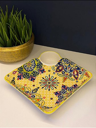 Petisqueira - Cerâmica - Amarelo e Colorido