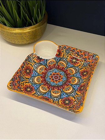 Petisqueira - Cerâmica - Laranja e Colorido