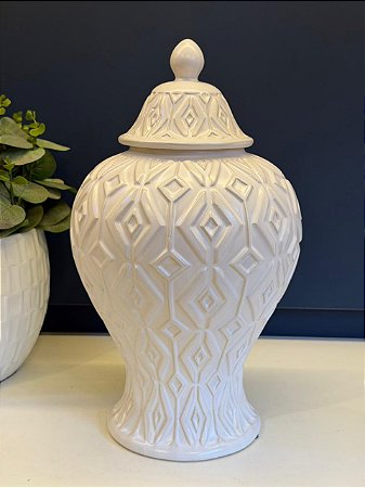 Potiche - Cerâmica - Branco - 34CM