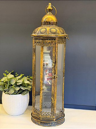 Lanterna - Metal - Ouro Envelhecido - 72CM