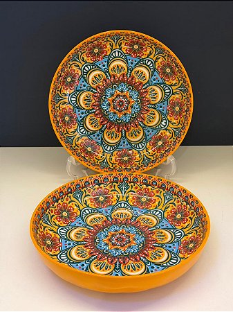 Bowl - Cerâmica - Laranja e Colorido