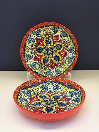 Bowl - Cerâmica - Vermelho e Colorido