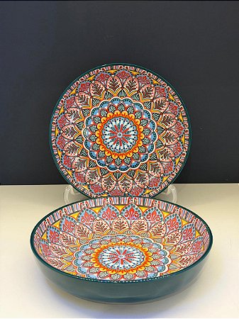 Bowl - Cerâmica - Verde e Colorido
