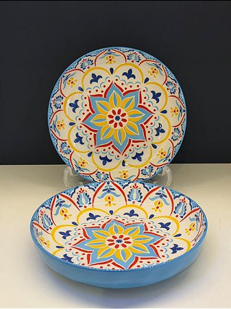 Bowl - Cerâmica - Azul e Colorido