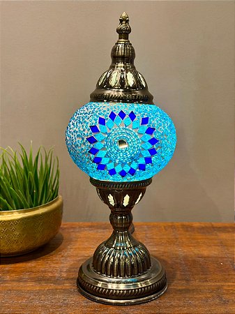 Luminária Turca Mosaico M Azul