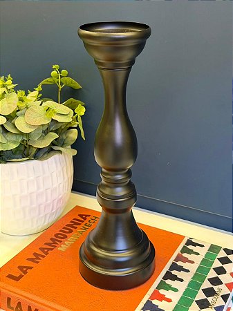 Castiçal - Porta Vela - Metal - Preto - 34cm