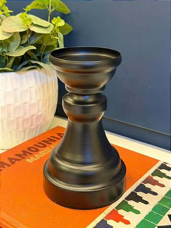 Castiçal - Porta Vela - Metal - Preto - 18cm