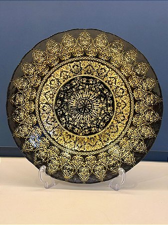 Centro de Mesa em Vitral - Preto e Dourado - Grande