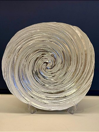 Centro de Mesa em Vitral - Prata e Branco - Grande