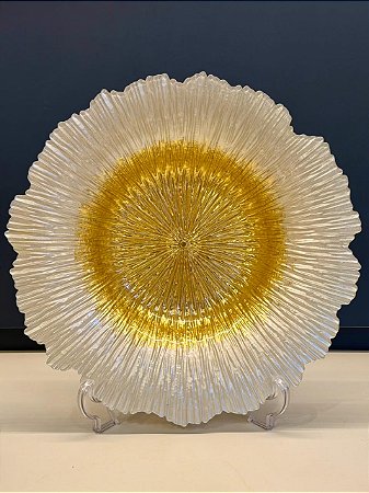 Centro de Mesa em Vitral - Perolado e Dourado - Grande