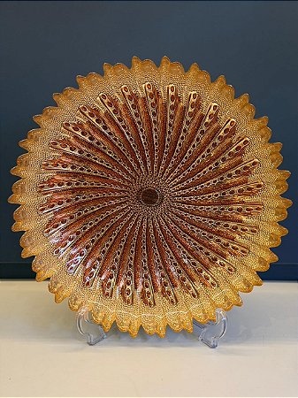 Centro de Mesa em Vitral - Cobre e Dourado - Grande