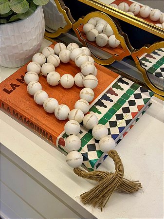 Colar Decorativo - Madeira e Sisal - Branco