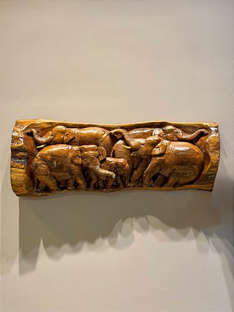 Escultura Elefante - Decorativo - Madeira Entalhada