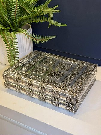 Caixa Porta Joias - Madeira - Marchetaria - Prata