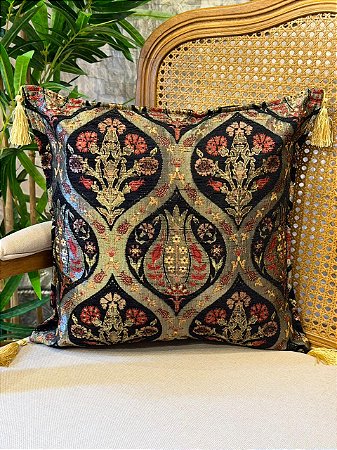 Capa Para Almofada - Jacquard - Tassel - Preto