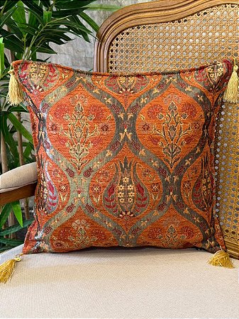 Capa Para Almofada - Jacquard - Tassel - Terracota