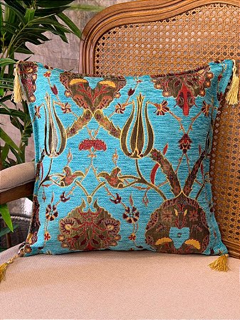 Capa Para Almofada - Jacquard - Tassel - Turquesa
