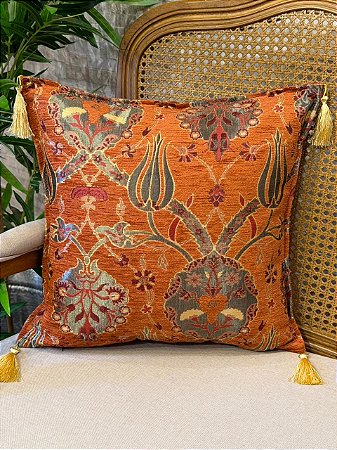 Capa Para Almofada - Jacquard - Tassel - Terracota