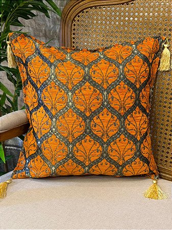 Capa Para Almofada - Jacquard - Tassel - Laranja