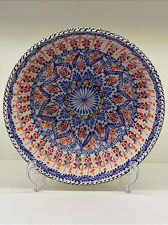 Saladeira - Cerâmica - Turquia - Pintura Alto Relevo - Tamanho Grande - Branco