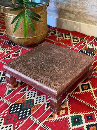 Mesinha Decorativa - Metal Marchetaria - Bronze - 38CM