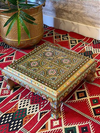 Mesinha Decorativa - Metal Marchetaria - Colorida - 38CM