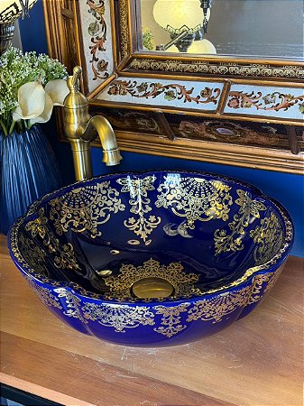 Cuba Sobrepor - Arabesco - Azul e Dourado