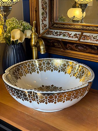 Cuba Sobrepor - Arabesco - Branca e Dourado