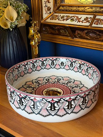 Cuba Sobrepor - Mandala - Branco, Vermelho e Preto