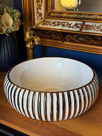 Cuba Sobrepor - Branco e Dourado