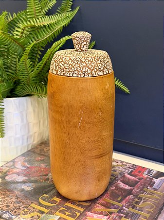 Pote - Madeira - Marrom e Branco - 25CM