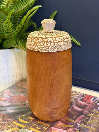 Pote - Madeira - Marrom e Branco - 22CM