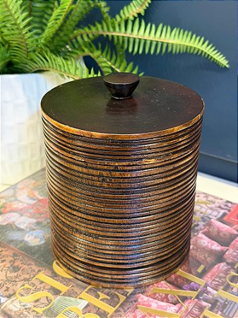 Pote - Madeira - Marrom e Preto - 15CM