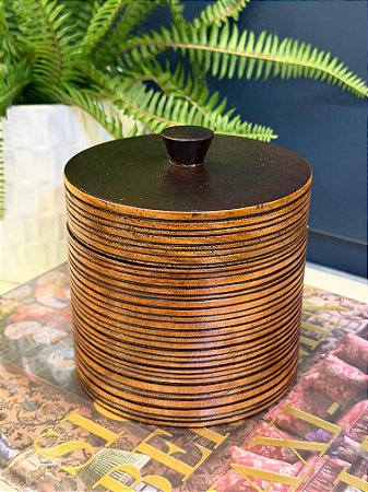 Pote - Madeira - Marrom e Preto - 14CM